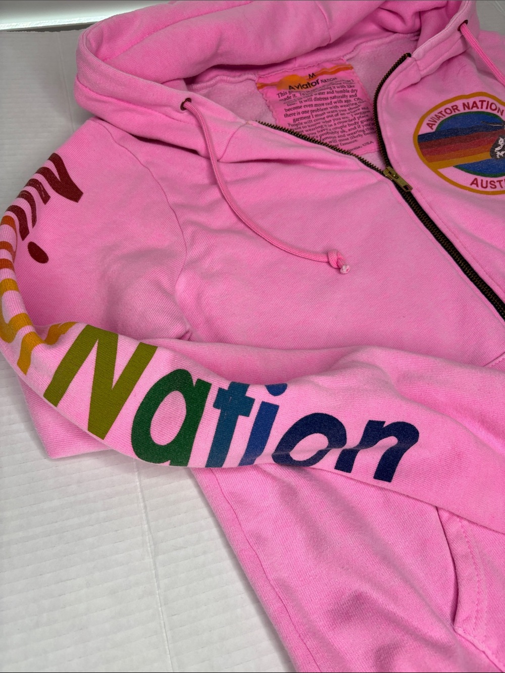Aviator nation Pink Rainbow Patch Zip Hoodie - Picture 3 of 8